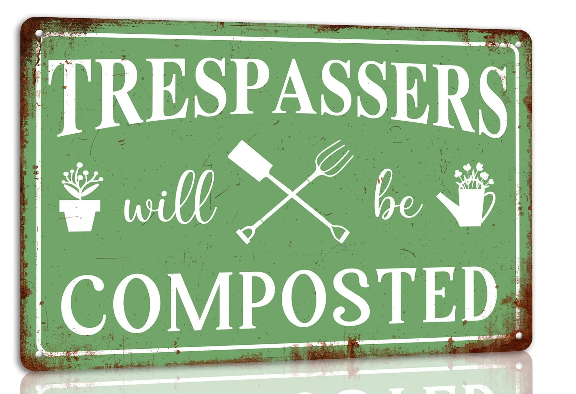 Trespassers Will Be Composted Vintage Metal Tin Sign Funny Garden Sign Warning Sign Garden Decorations Garden Wall Decor Ar sign