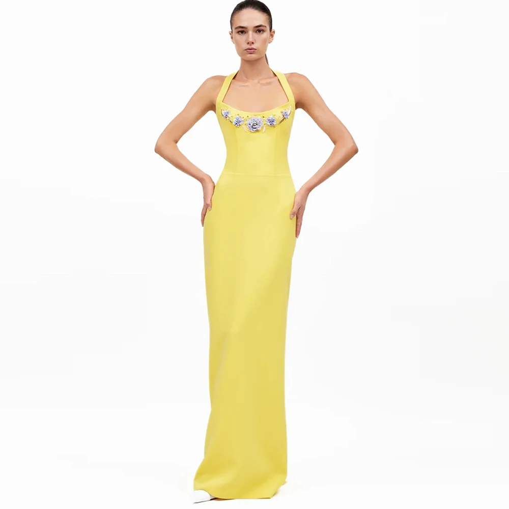 Customized Halter Sleeveless Evening Dress High Quality Beading Mermaid Celebrity Gowns Elegant Zipper Back Homecoming Dress