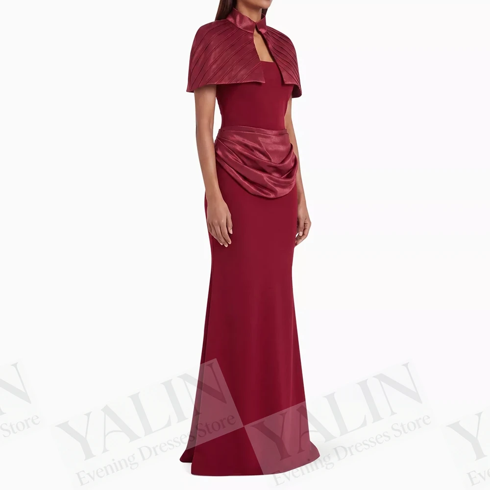 Women's A-line Evening Dresses Floor-length High-neck Sleeveless Prom Dresses Fashion Stole Simple Draped Casual Customized Gown