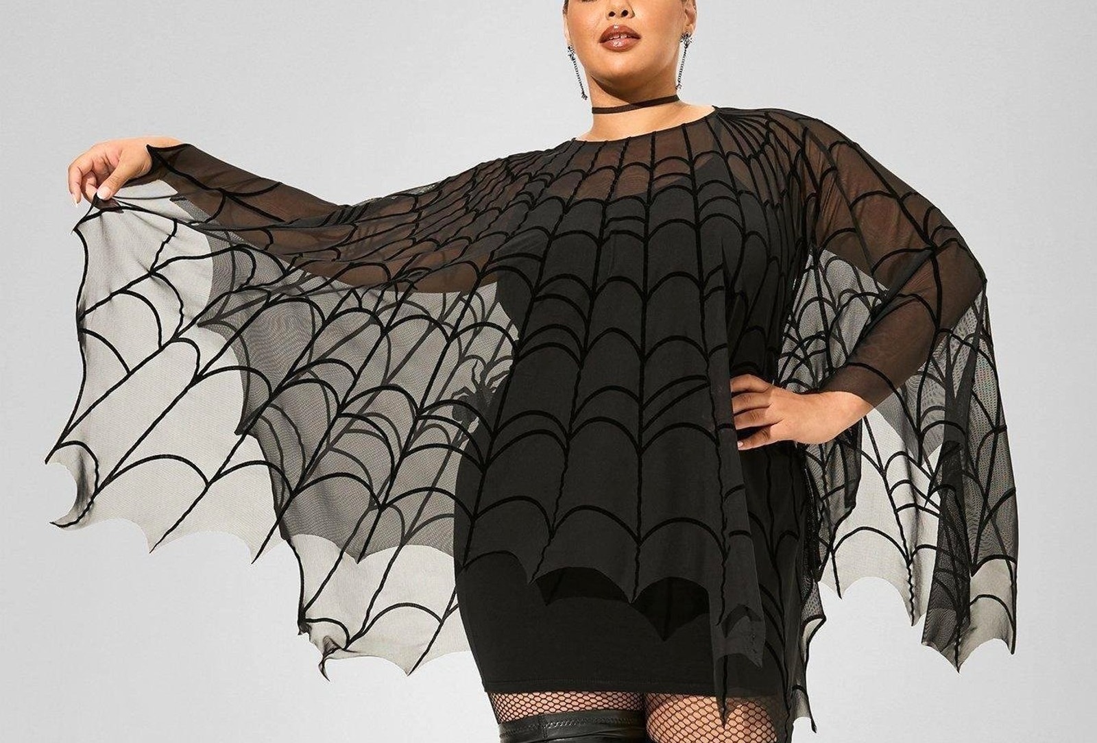 Torrid Tops | Torrid 5x/6x Halloween Spiderweb Cosplay Spider Costume Poncho Cape Punk Goth | Color: Black | Size: 5x/6x