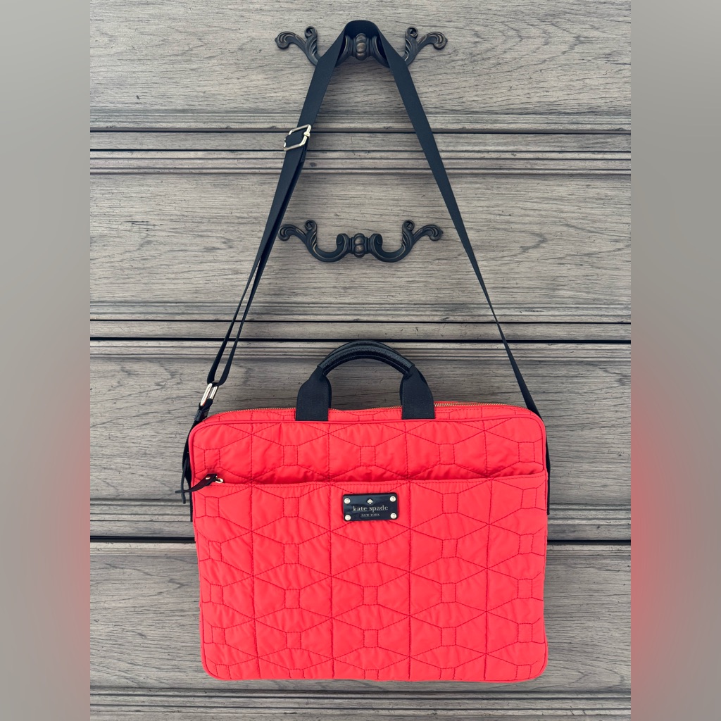 Kate Spade Bags | Kate Spade Quilted Bag Euc Signature Spade Quilted Chad Laptop Bag Red Orange | Color: Orange/Red | Size: Os