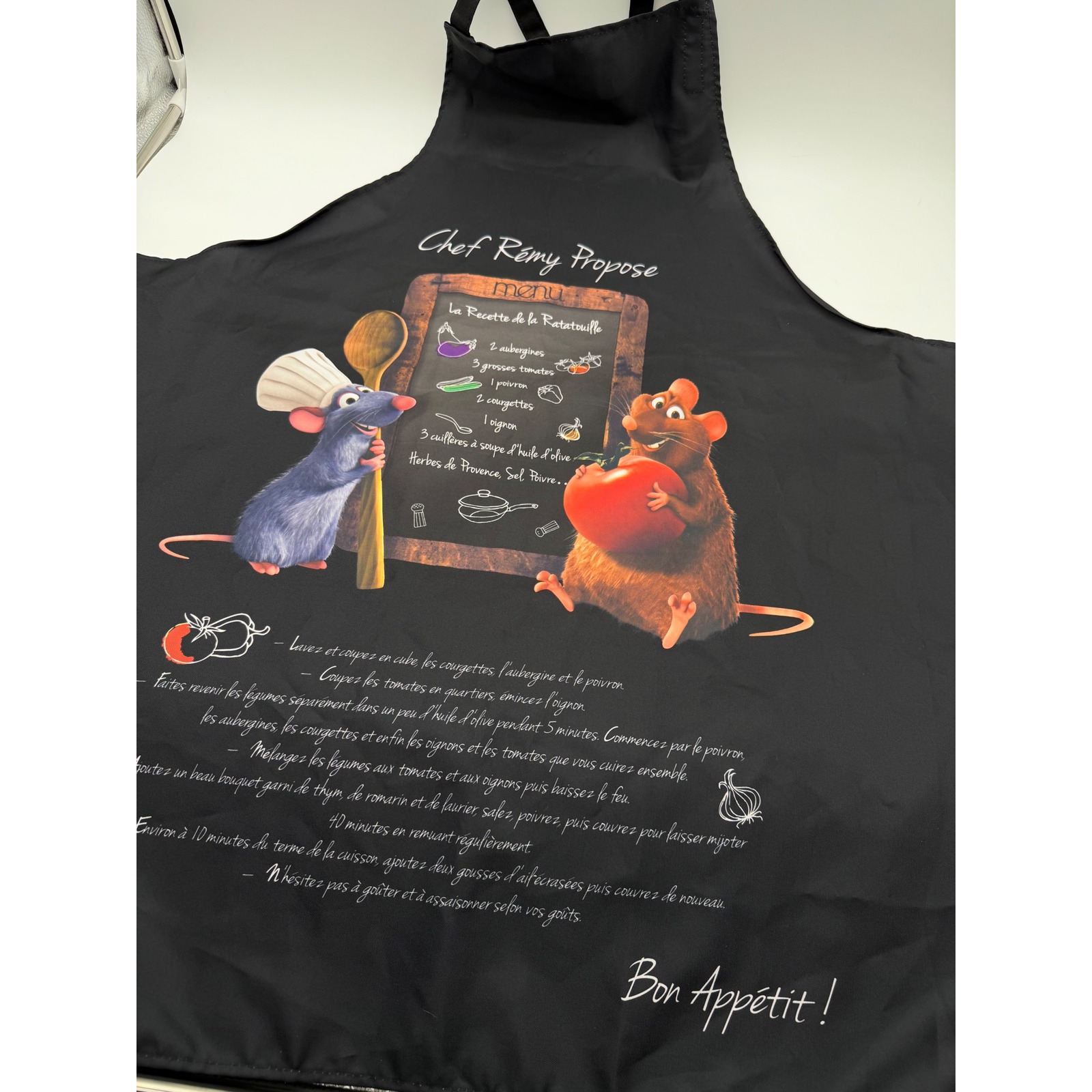 Disney Kitchen | Disney Pixar Ratatouille Chef Remy Propose Black Kitchen Apron French Recipe | Color: Black | Size: Os