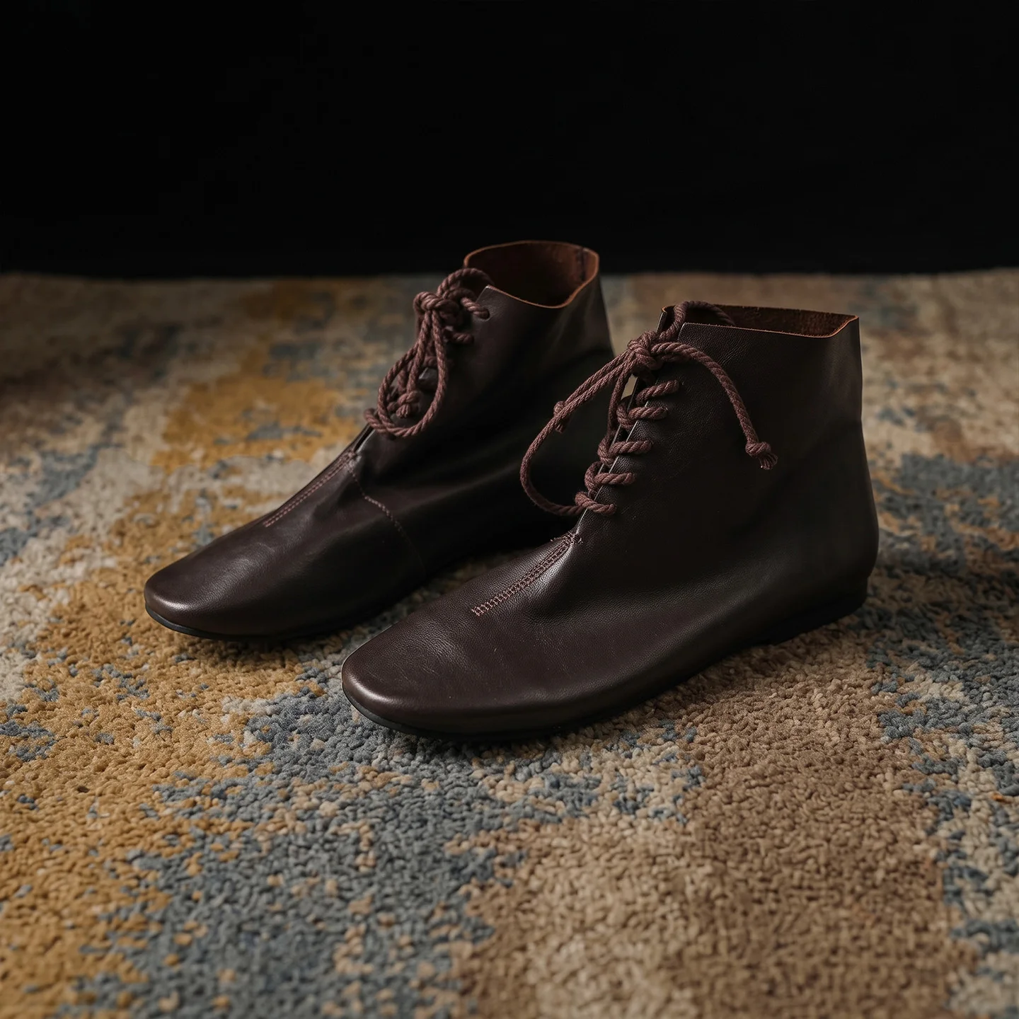 Handgefertigtes echtes Rindsleder ﻿ Stiefeletten, Retro-Stiefeletten mit niedrigem Absatz für Damen, klassische Damenschuhe