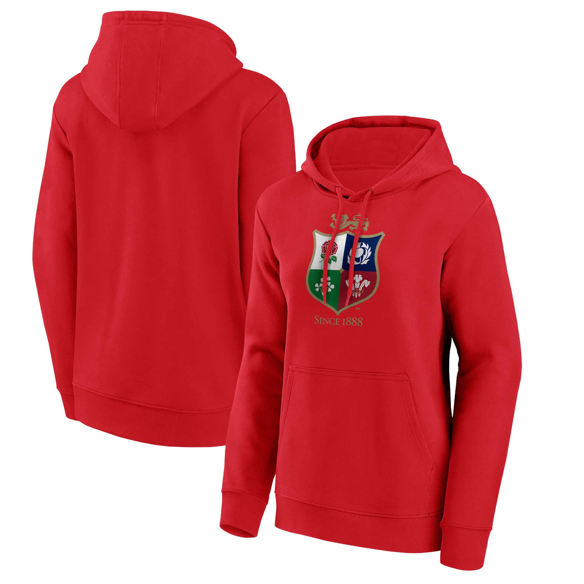 Kapuzenpullover mit britischem und irischem Lions-Logo – Rot – Damen
