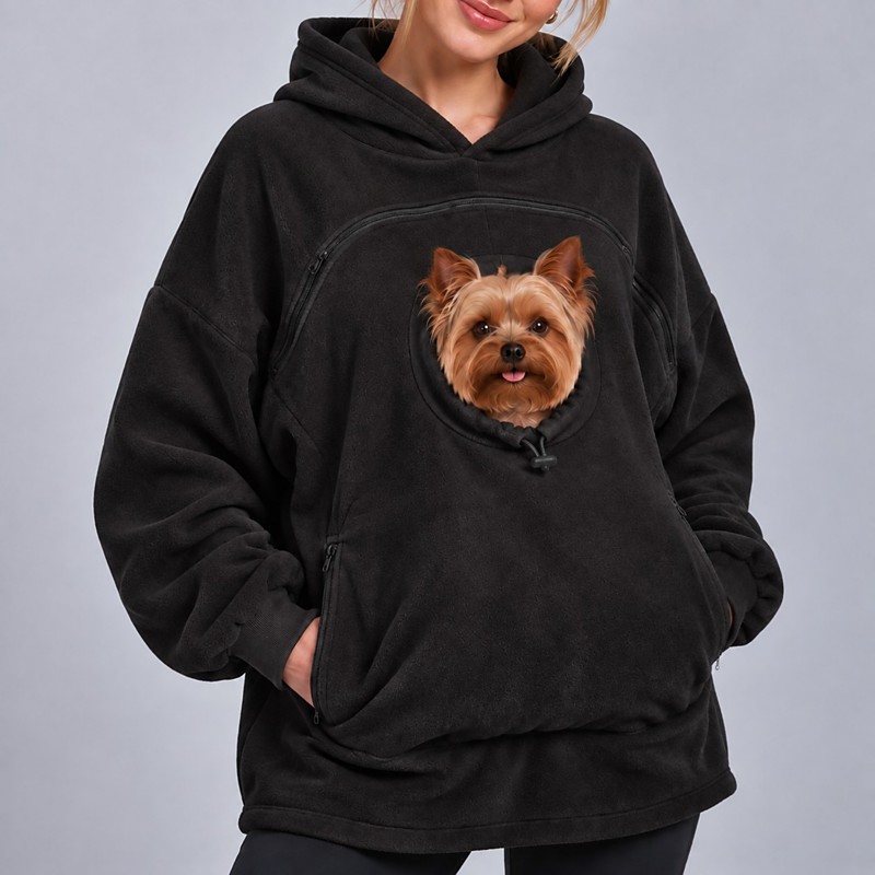 Bonding Pouch Hoodie Pet Lover Gifts Small Pet Carrier Cat Dog Cute Fleece Cozy Pocket for Women's Adults Christmas Gift Giving Family Gathering Home Wear Top