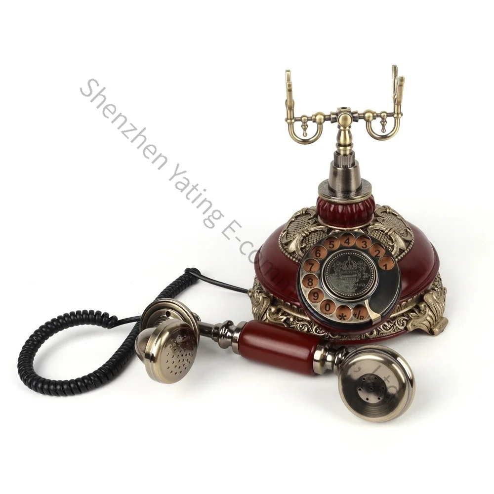 2026 European Retro Telephone Solid Wood Landline Decoration Telephone Large Ringtone Fixed Landline Retro Old Telephone