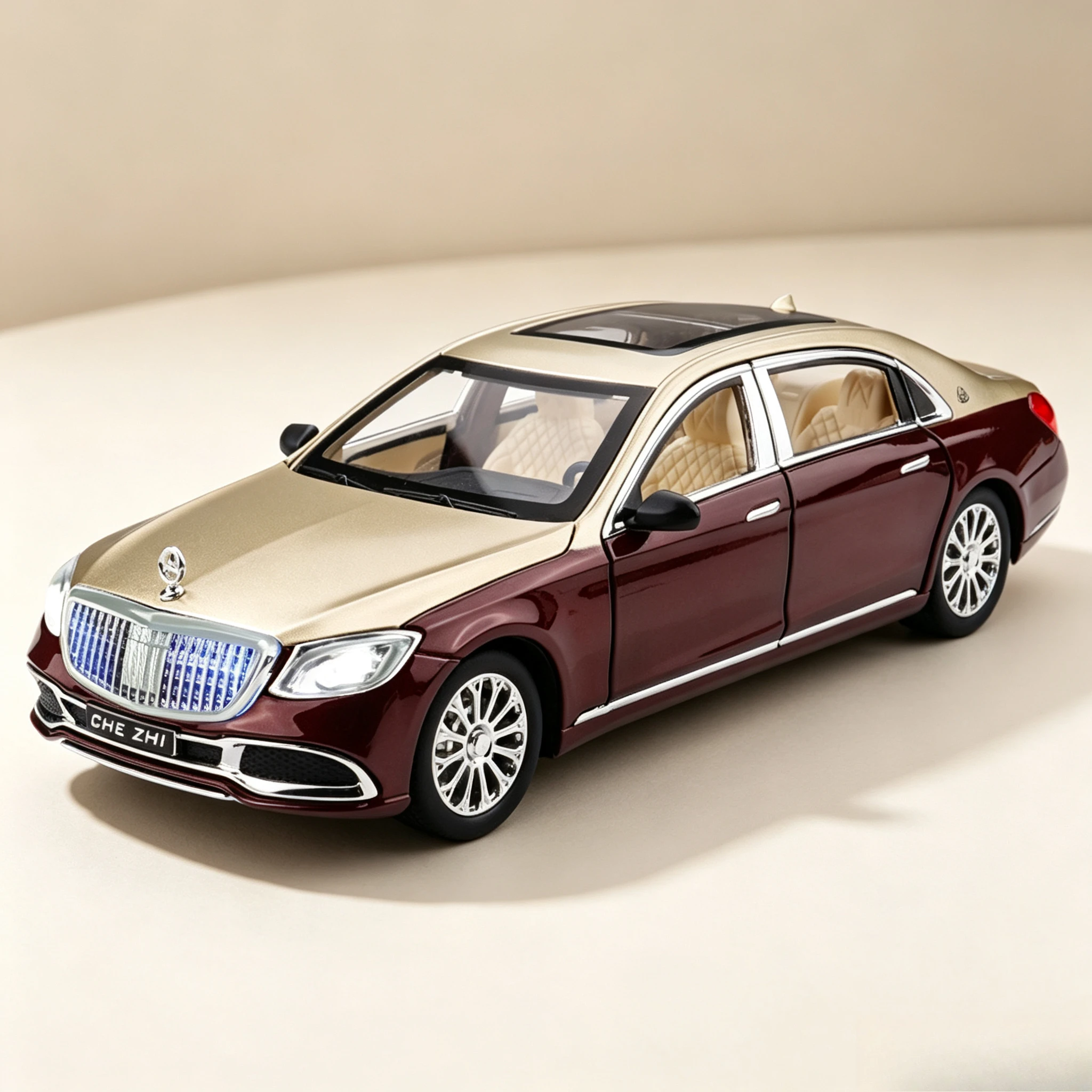 1:24 Simulated S600 Sedan Car Model Diecast Car Two-tone Luxury Vehicle Collectible Toy Cars for Adult Hobby Collectors
