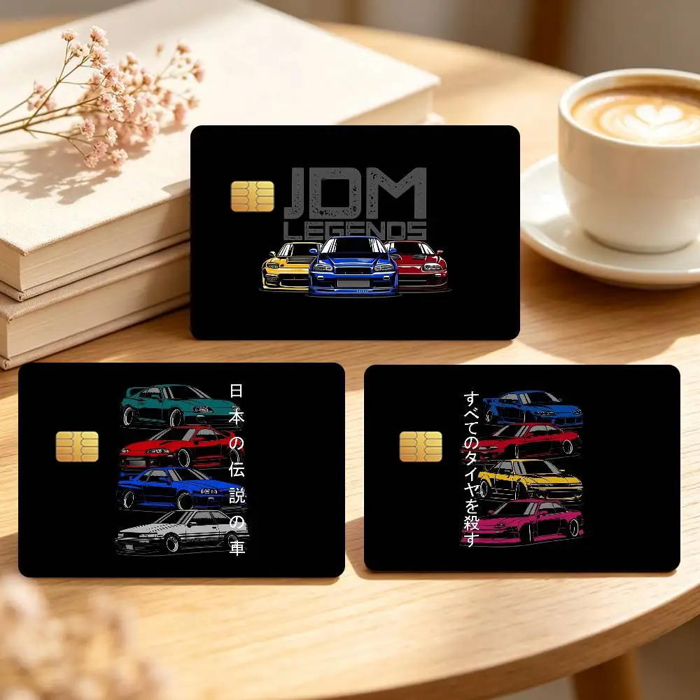 Autocollants pour Cartes de Crédit Voitures Japonaises J-Jdm G-GTR Sports, Imperméables, Anti-Rayures, 4 Pièces, Décoration pour Cartes Bancaires et de Débit