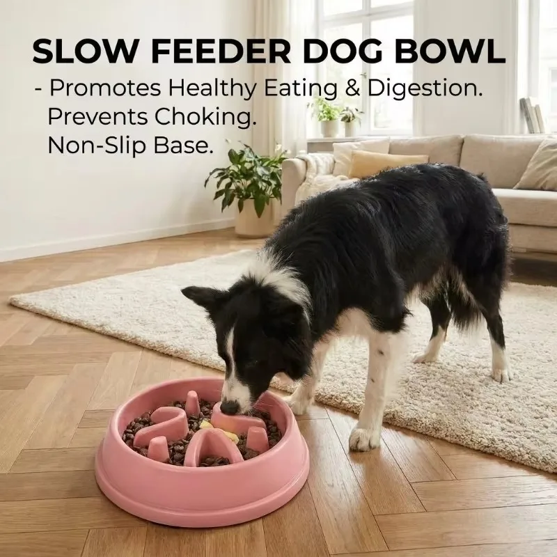 Rutschfester Slow-Feeder-Napf für Hunde & Katzen, Puzzle Anti-Erstickungs-Verdickter Kunststoff-Slow-Food-Napf, Haustier-Fütterungszubehör