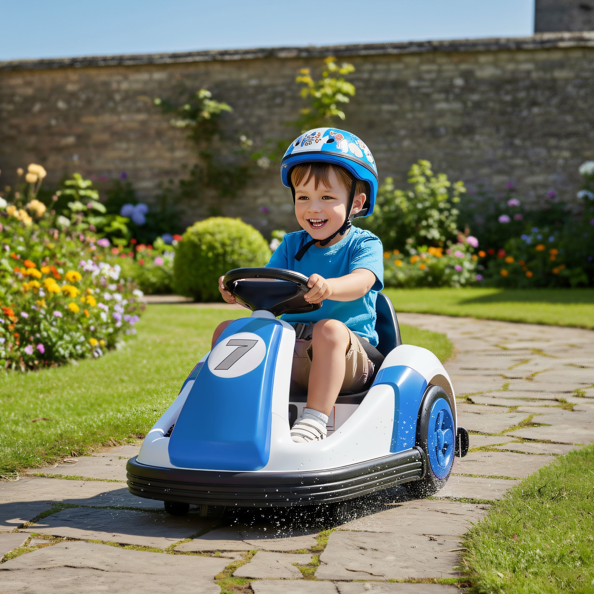 Qaba 6V Kids Bumper Car with Big Wheels, 3.1 Mph Max, Electric Car for Kids with 360-Degree Spin, LED Power Display, Dual Motors