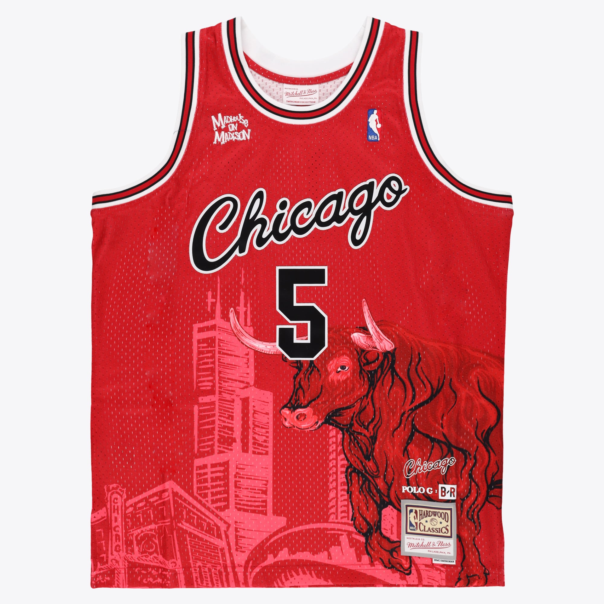 Maillot Chicago Bulls Mitchell & Ness X Polo G BR Remix – Rouge - Homme Taille: M