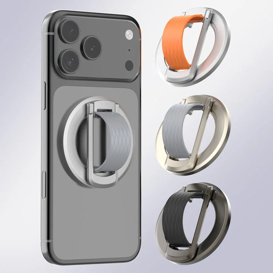 For Magsafe Cellphone Grip Magnetic Mobile Phone Holder 360° Rotation Folding Stand Silicone Phone Ring Grip Tok Desktop Bracket