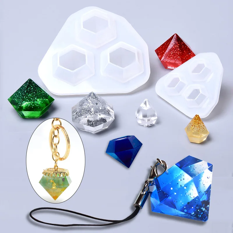 Mélanger 2 tailles moule en Silicone diamant résine époxy bricolage fabrication de bijoux artisanat gâteau pendentif idéal pour les outils de bricolage accessoires