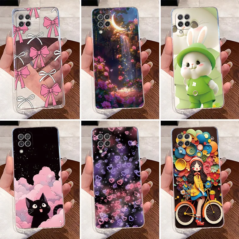 Für Samsung Galaxy A22 M22 F22 M32 4G Fall Nette Liebe Kaninchen Weiche Silikon TPU Telefon Fundas Shell Für SamsungA22 M 32 Telefon Taschen