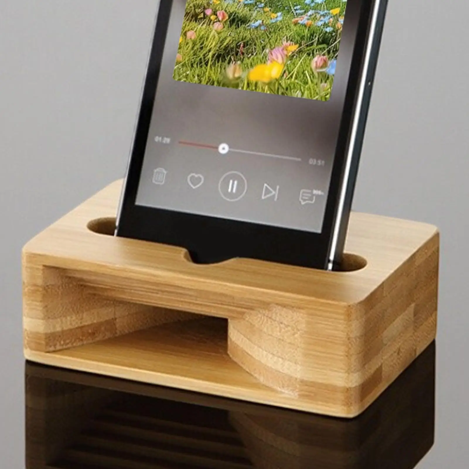 Telefonhalter Lautsprecher-Verstärker Holzständer Desktop-Telefon-Lautsprecher-Verstärker Handy-Ständer Natürlicher Lautsprecher Telefon-Dock