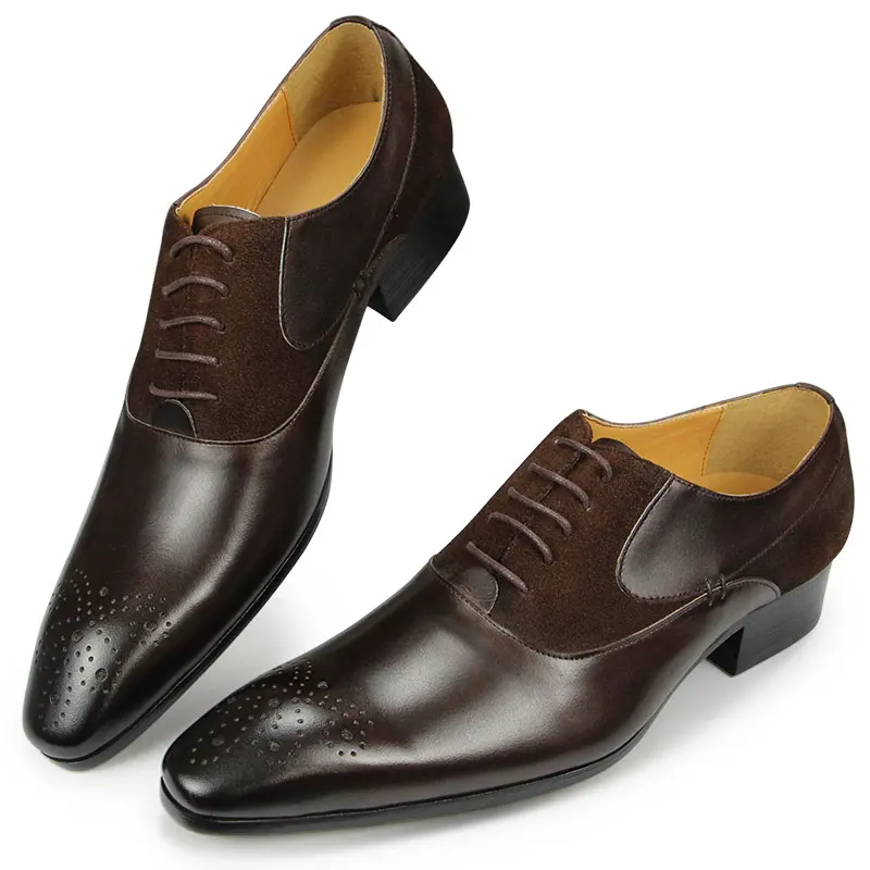 Luxus Herren Formale Brogue Schuhe Braun Leder Oxford Schuhe Mode Handgemachte Patchwork Casual Schuhe Business Retro Büro