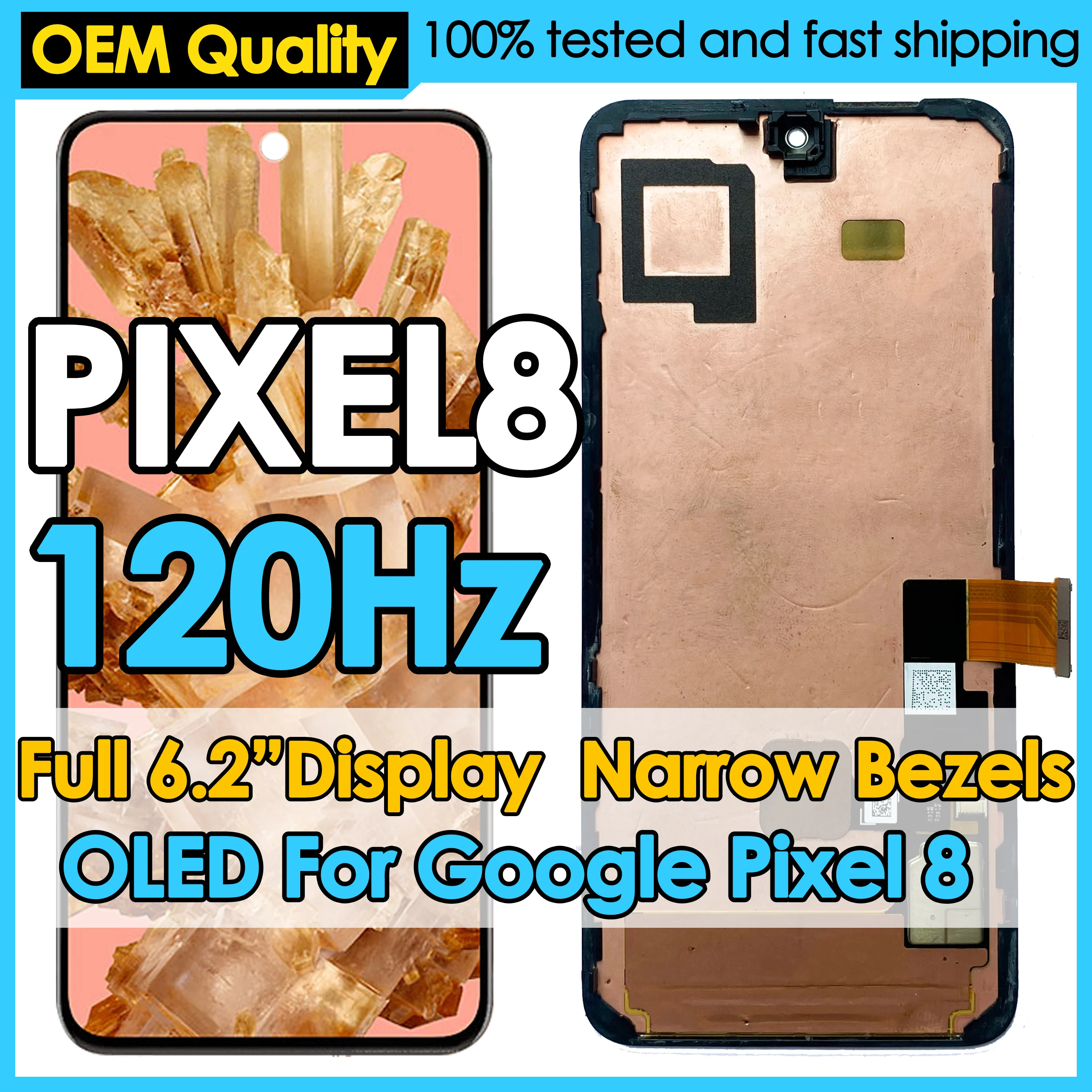 OEM 120 Hz HDR10+ OLED für Google Pixel 8 Bildschirmersatz LCD-Telefon Mobile Display Touch Digitizer Montage Cracked Repair Kit