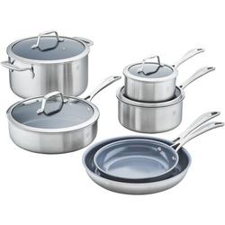 ZWILLING J.A. Henckels Zwilling Spirit 3-ply 10-piece Stainless Steel Ceramic Nonstick Cookware Set Non Stick/Stainless Steel in Gray | Wayfair