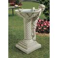 Fleur De Lis Living Emiliano Summer's Splash Statue Birdbath Resin in Gray/White | 31 H x 23.5 W x 16.5 D in | Wayfair