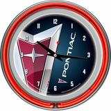 Trademark Global Pontiac Double Ring Neon 14.5" Wall Clock Metal in Blue | 14 H x 14 W x 3 D in | Wayfair GM1400-PC