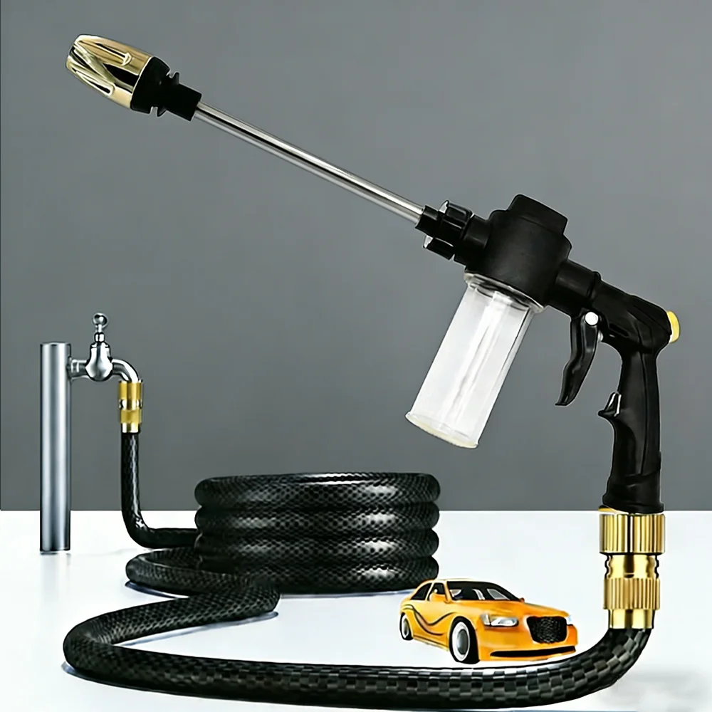 2026 High-Pressure Car Washing Water Gun with Foam Kettle for RV Garden External Cleaning Garden Water Hose Nozzle Garden Shower