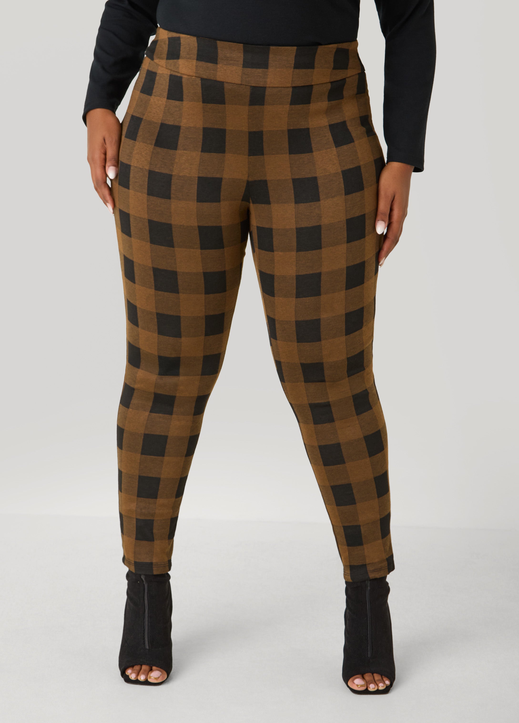 Plus Size Mid Rise Buffalo Plaid Leggings