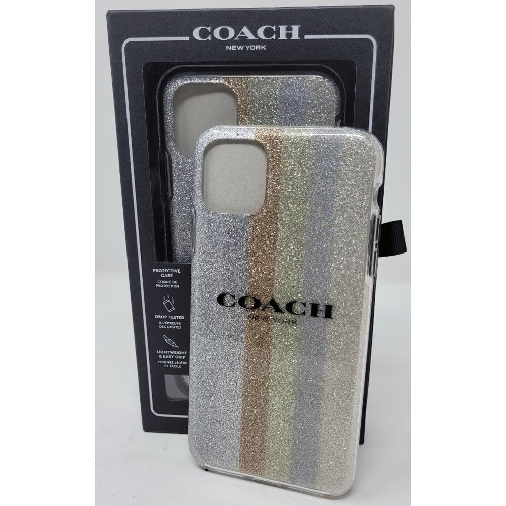 Coach Accessories | Coach Case For Apple Iphone 11 Pro Max 6.5", Glitter | Color: Gray/Tan | Size: Os