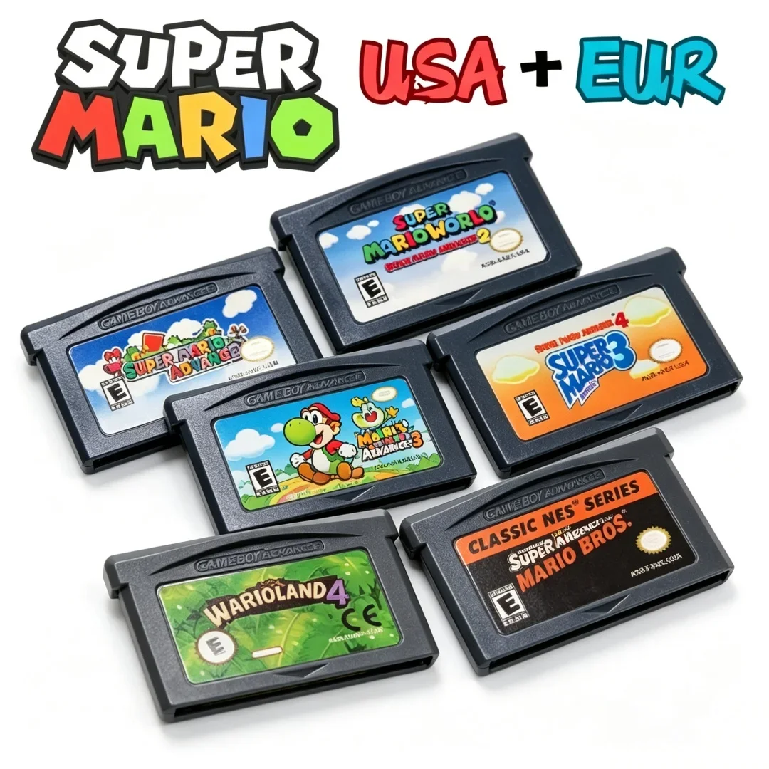HOT USA 32 Bit GBA Game Cartridge Series Video Game Console Card Super Bros ADVANCE Wario Land4 Golf Kart