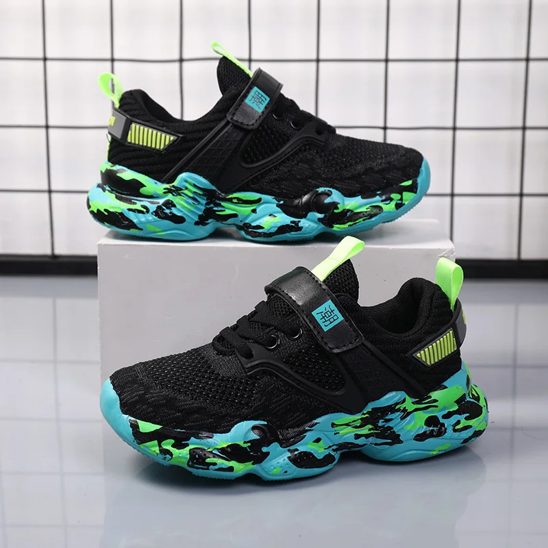 Nouvelles chaussures pour enfants 2026, baskets pour garçons, plateforme en tricot respirant, chaussures de sport d
