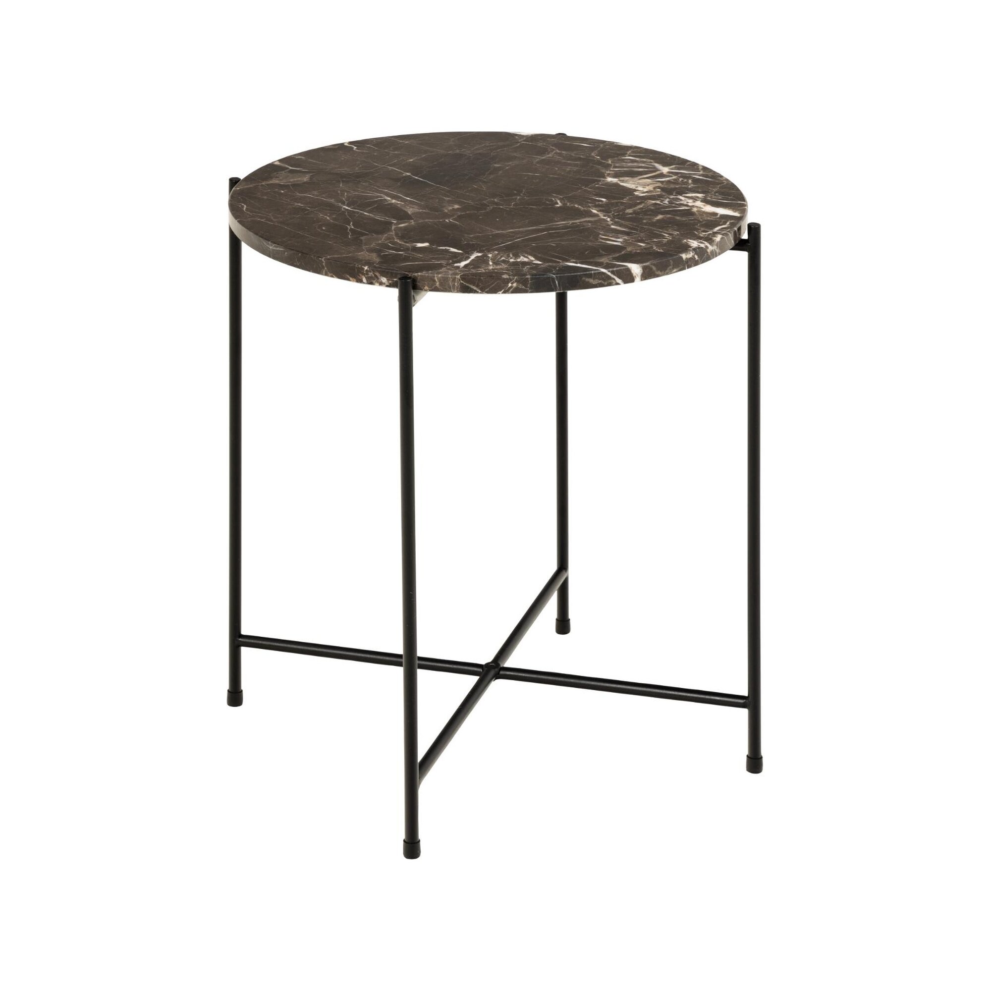 Actona »Avila« Ecktisch rund Marmor Emperador braun Ø 52x40 cm
