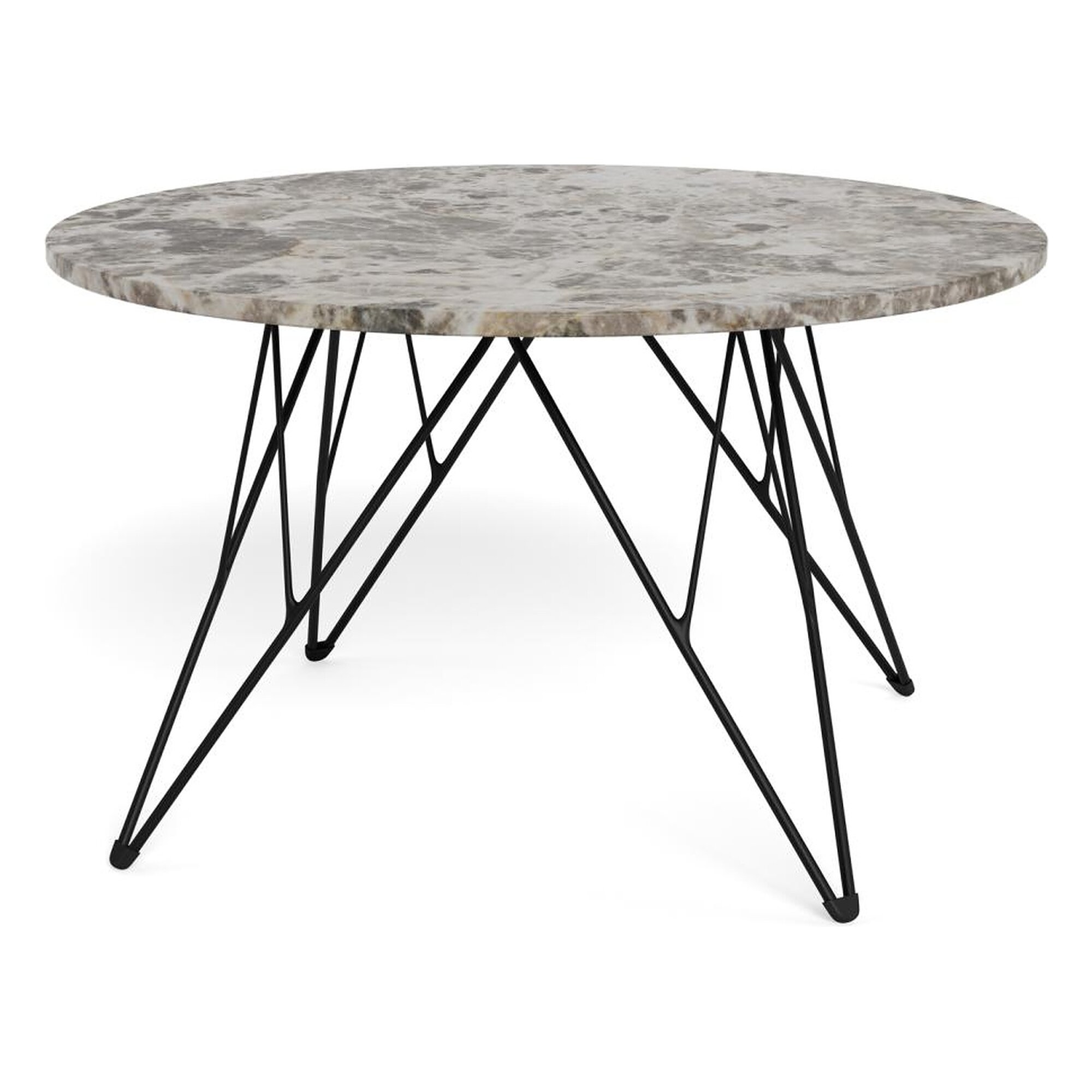 Actona »Prunus« Couchtisch rund Marmor Marron braun, Gestell schwarz