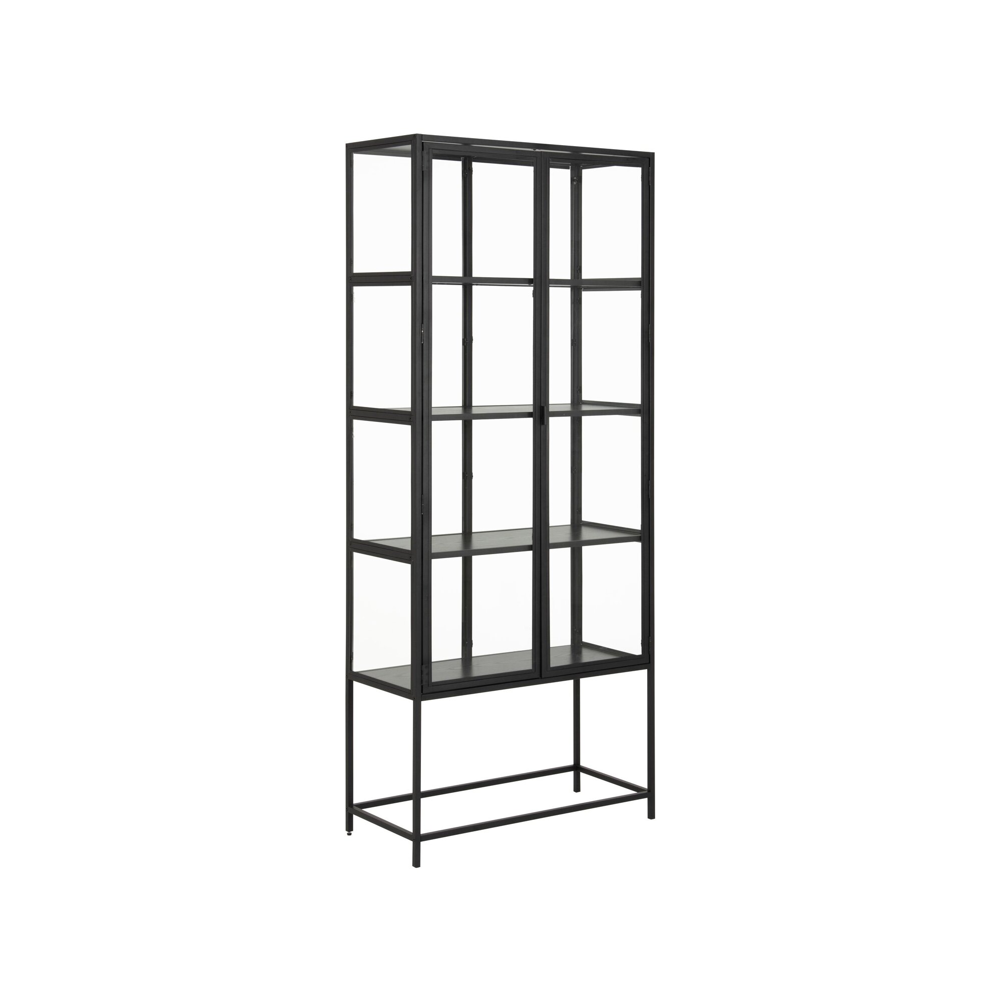 Actona »Seaford« Vitrine Esche schwarz Dekor 77x185,6x35 cm / Esche schwarz Dekor