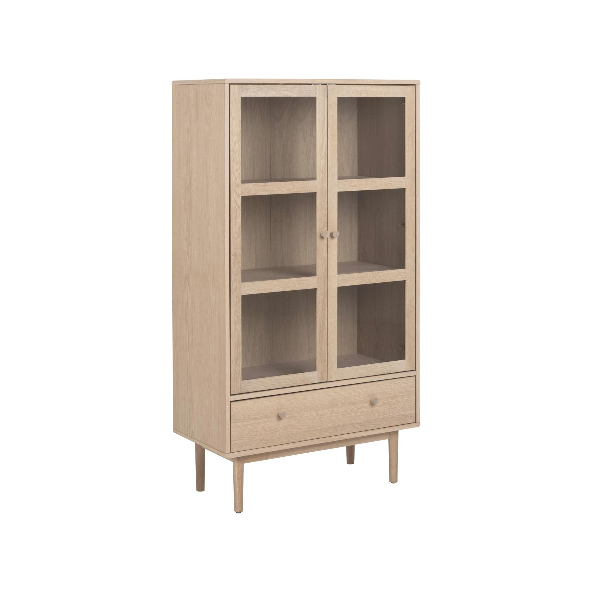 Actona »Aston« Vitrine Eiche weiß Furnier geölt 80x144,8x40 cm / Eiche weiß Furnier geölt