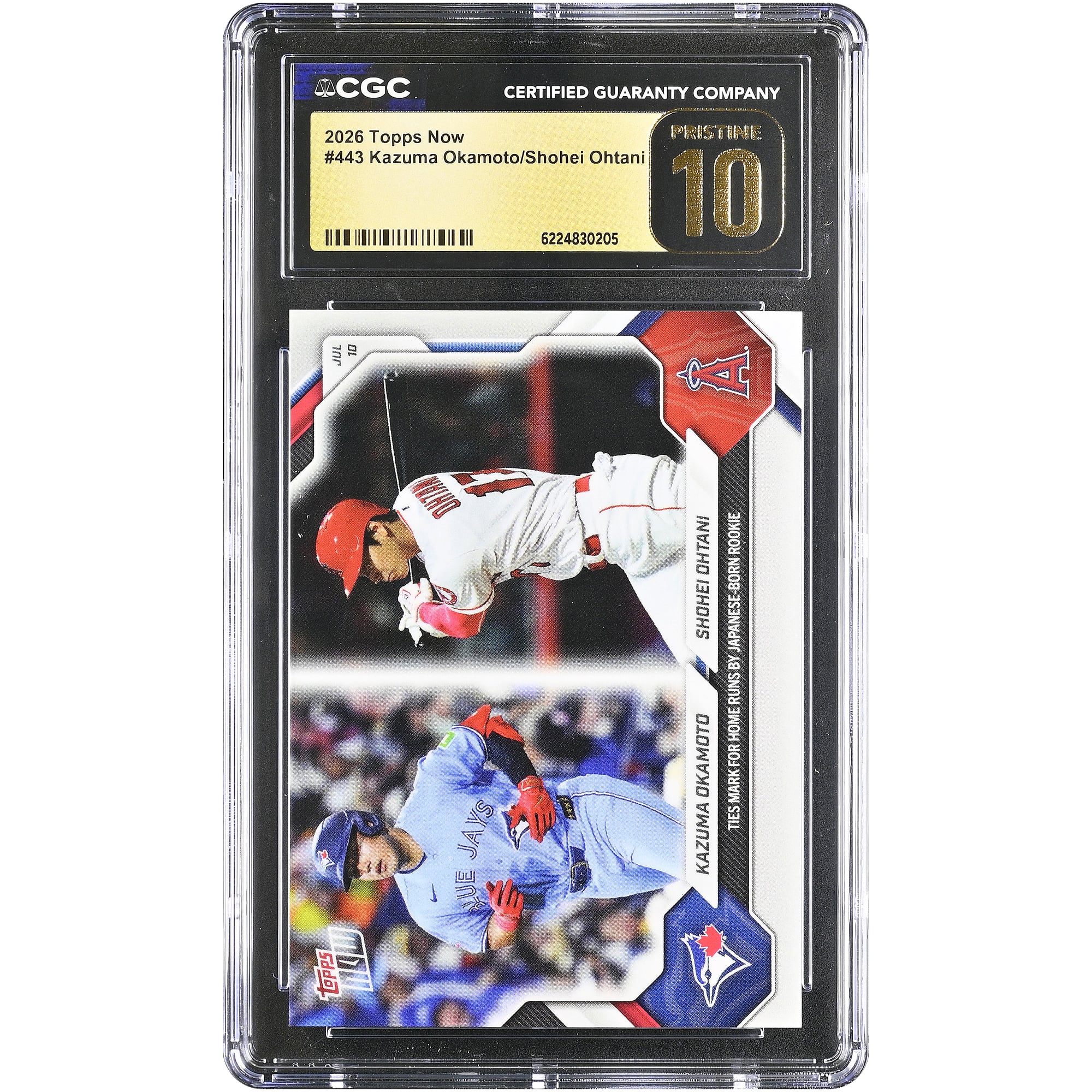 Kazuma Okamoto & Shohei Ohtani 2026 Topps Now Gleichstand bei den Home Runs eines japanischstämmigen Rookies #443 CGC Authenticated PRISTINE 10 Card