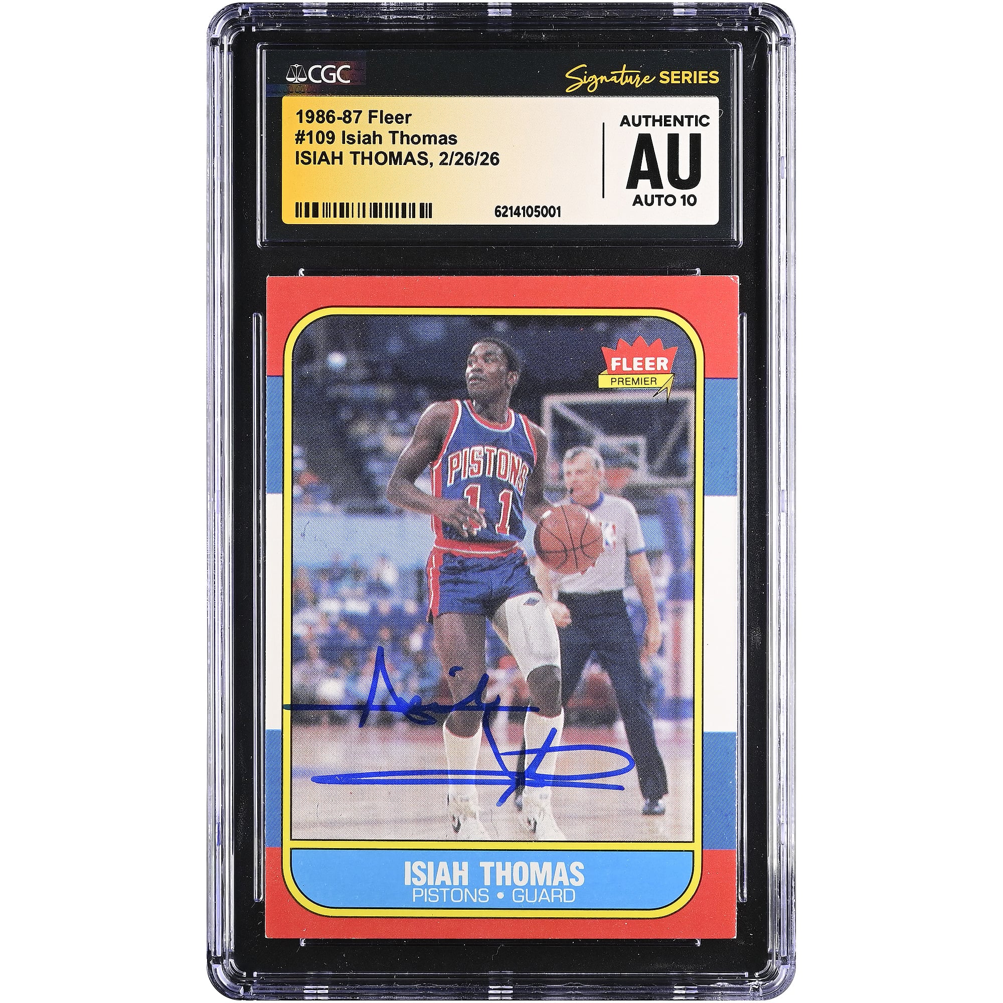 Isiah Thomas Detroit Pistons Autogrammkarte 1986-87 Fleer #109 CGC Fanatics Witnessed Authenticated AUTO 10 Rookie Card