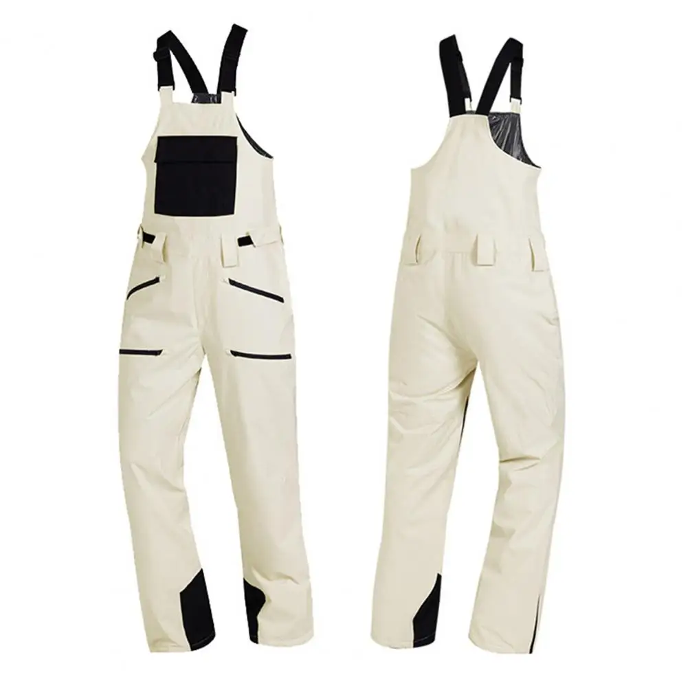 Combinaison de ski légère pour l'extérieur, imperméable, coupe-vent, chaude, isolée, avec bretelles réglables et plusieurs poches