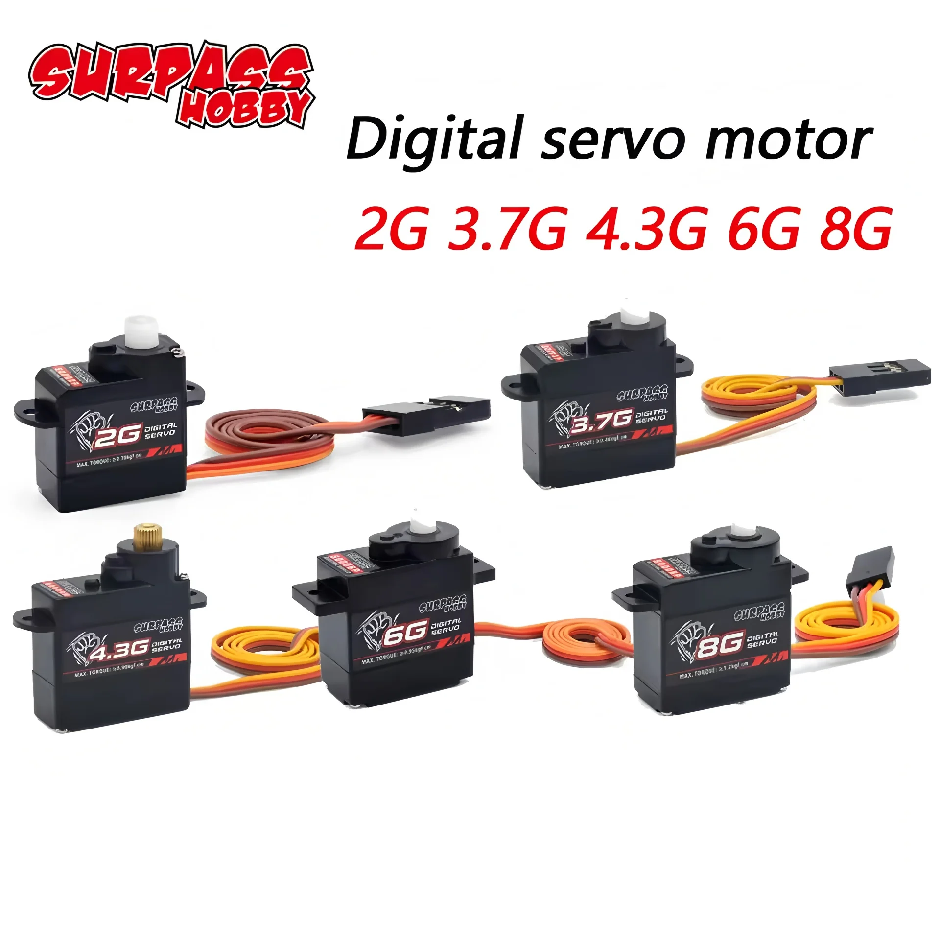 1/2/4 Surpass Hobby 2g 3.7g 9g Micro Digital Mini Servo Metal and Plastic Gear for Rc Drone Airplane Fixed-wing Car Robot