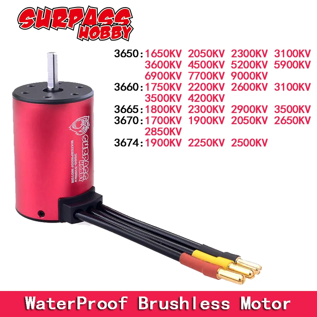 Surpass Hobby KK 3650 3660 3665 3670 3674 Waterproof Brushless Motor for 1/8 1/10 2S 3S RC Car Drift Racing Off-Road Truck