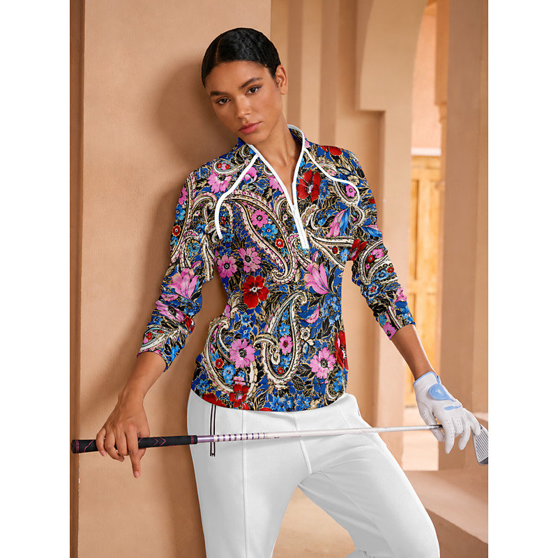 Women's Golf Pullover Sweatshirt Multi color Long Sleeve Top Ladies Golf Attire Clothes Outfits Wear Apparel