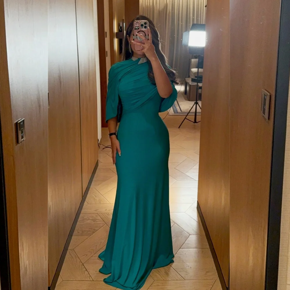 Customized Chic High Collar Women's Evening Gowns for Banquet Trumpet Long Dresses Party Dress Formal Occasion