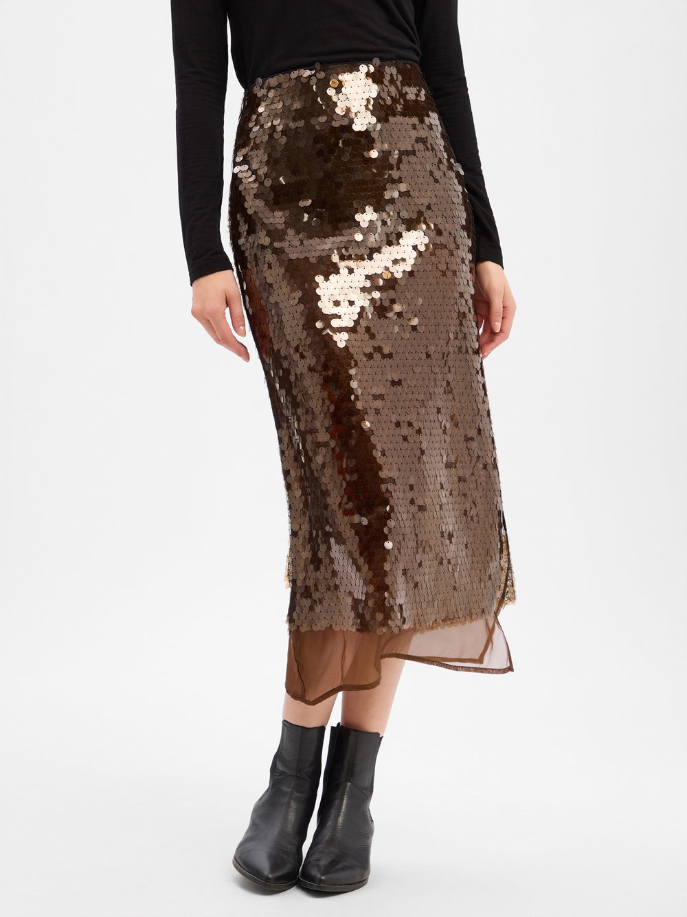 Rich & Royal Paillettenrock Damen braun, 40