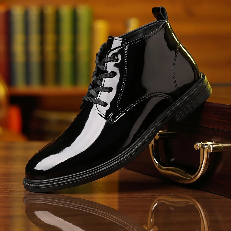 Klassische schwarze Herrenschuhe im britischen Stil, hohe Lederschuhe, Herren-Hochzeitsschuhe, Business-Casual- und formelle Schuhe, große Größe 46
