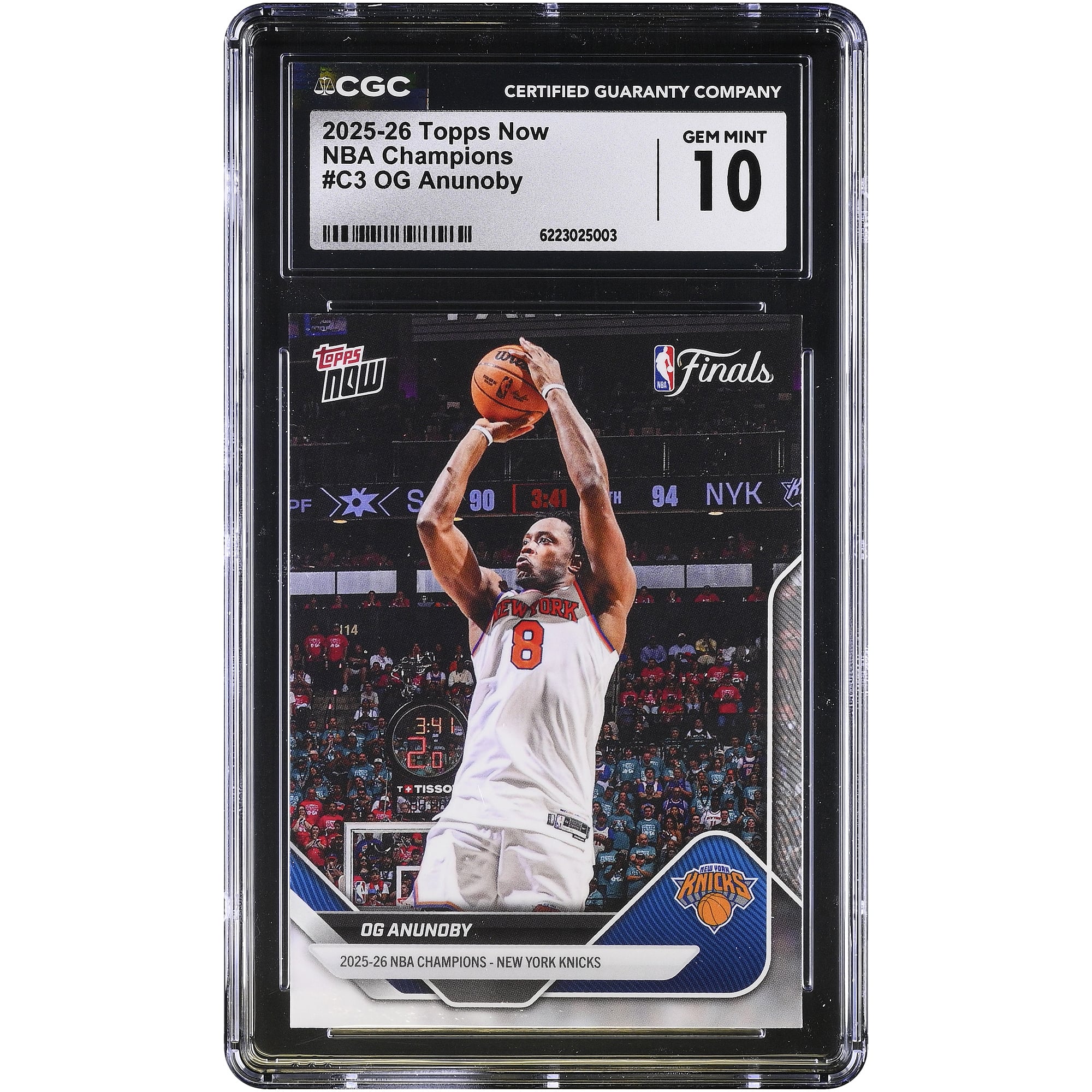 Carte OG Anunoby New York Knicks 2025-26 Topps Now Champions NBA #C3 Authentifiée CGC État neuf (GEM MINT) - No Gender Taille: No Size