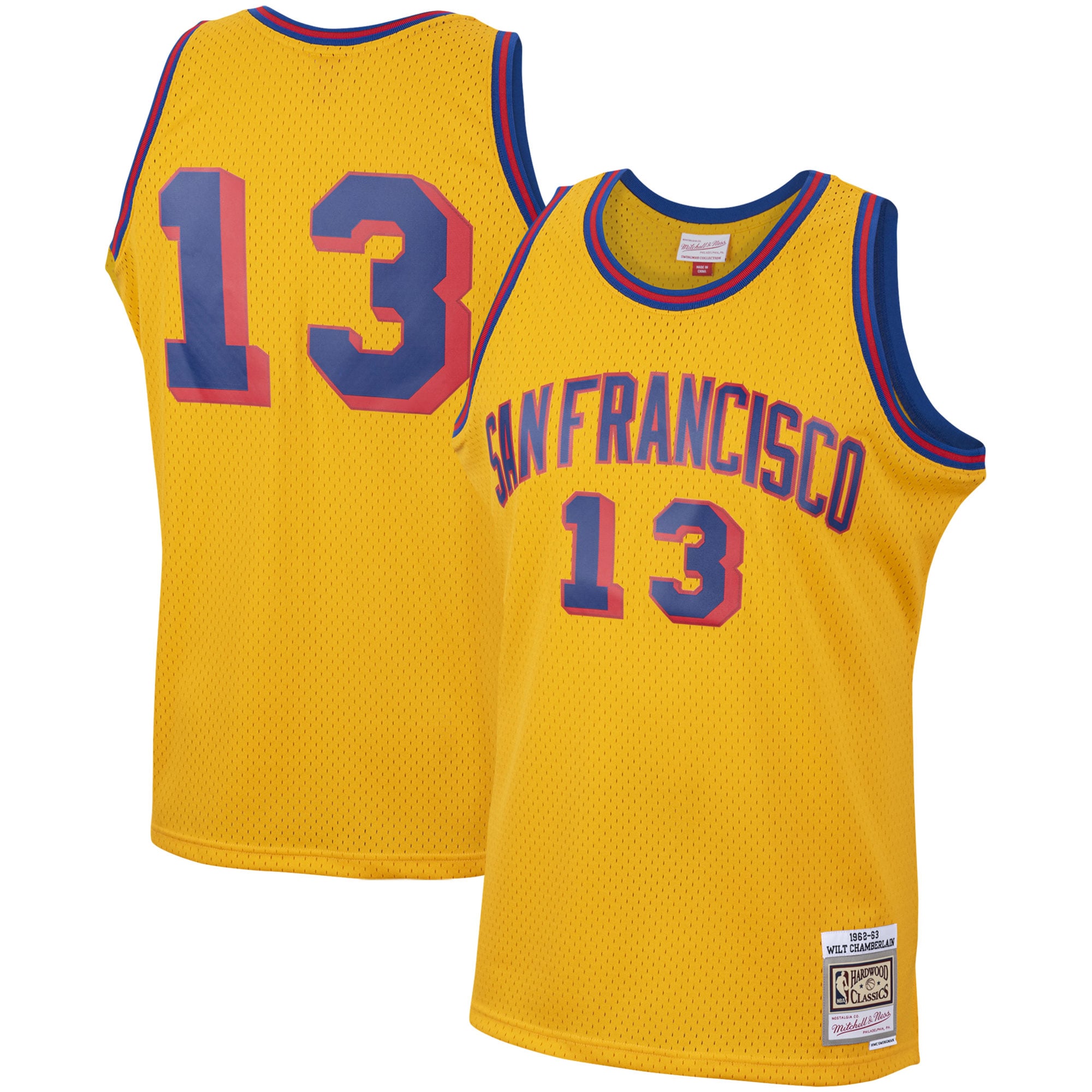 Maillot Swingman Mitchell & Ness Wilt Chamberlain Gold San Francisco Warriors 1962/63 Hardwood Classics pour homme - Homme Taille: 2XL