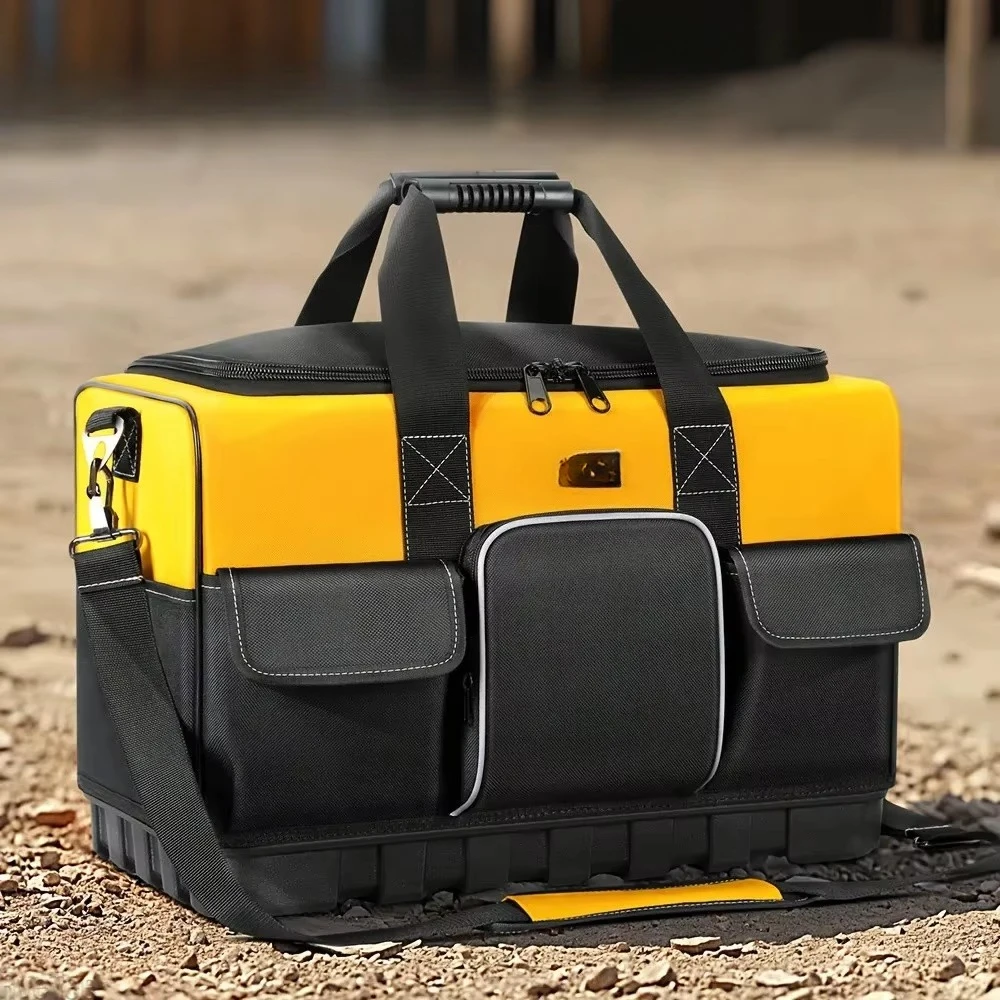 Sac à outils en toile, organisateur de sac à outils, sac à outils pour hommes, cadeaux, sac à outils robuste avec base en plastique pour outils d'électricien