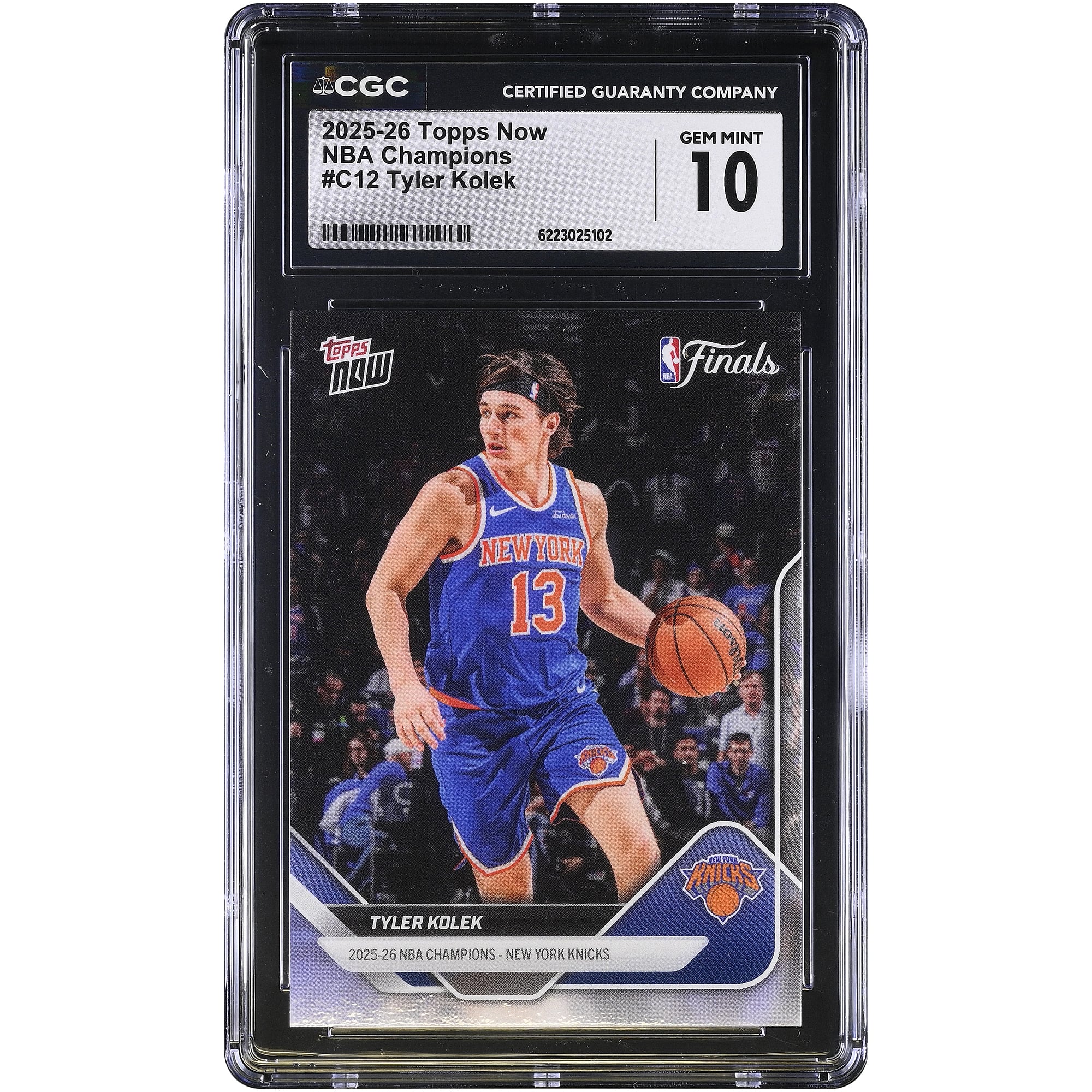Carte Tyler Kolek New York Knicks 2025-26 Topps Now Champions NBA #C12 Authentifiée CGC État neuf (GEM MINT) - No Gender Taille: No Size