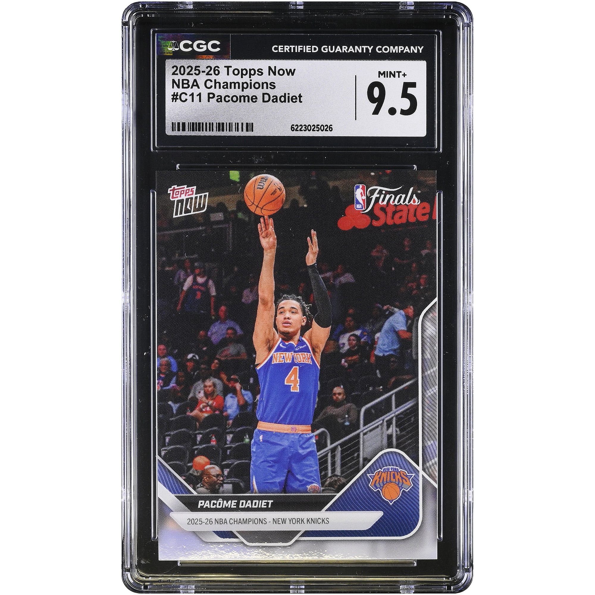 Carte Pacome Dadiet New York Knicks 2025-26 Topps Now Champions NBA #C11 authentifiée CGC MINT+ 9.5 - No Gender Taille: No Size