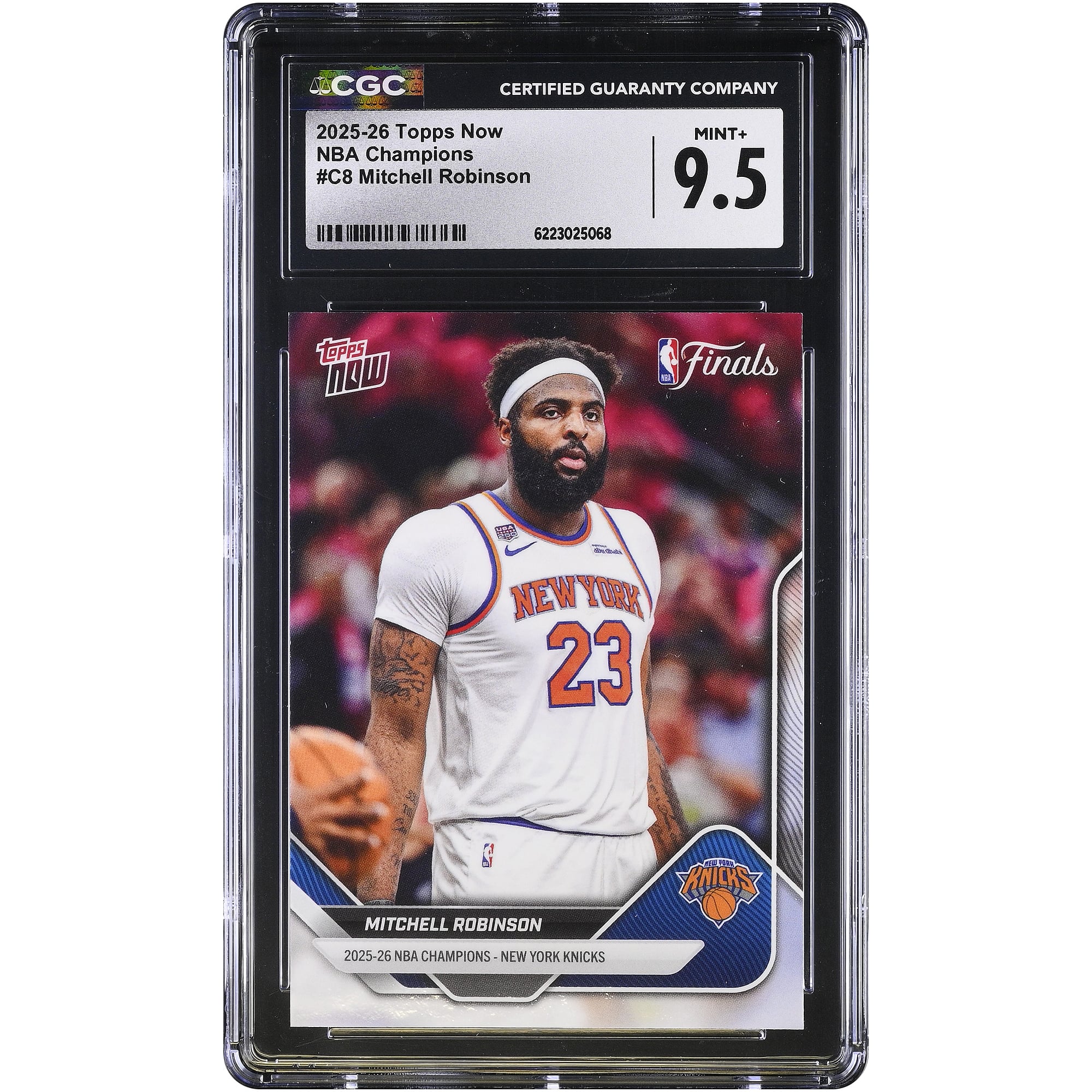 Carte de Mitchell Robinson, New York Knicks 2025-26 Topps Now Champions NBA #C8, authentifiée CGC MINT+ 9.5 - No Gender Taille: No Size