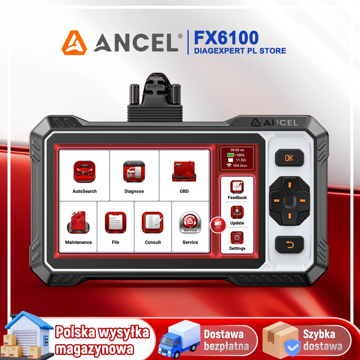 ANCEL FX6100 OBD2 Auto-Diagnosegerät, alle Systeme, CAN-FD-Scanner, bidirektionaler Airbag-Immobilizer-Reset, 20+ Reset-Dienste, lebenslanges kostenloses Update