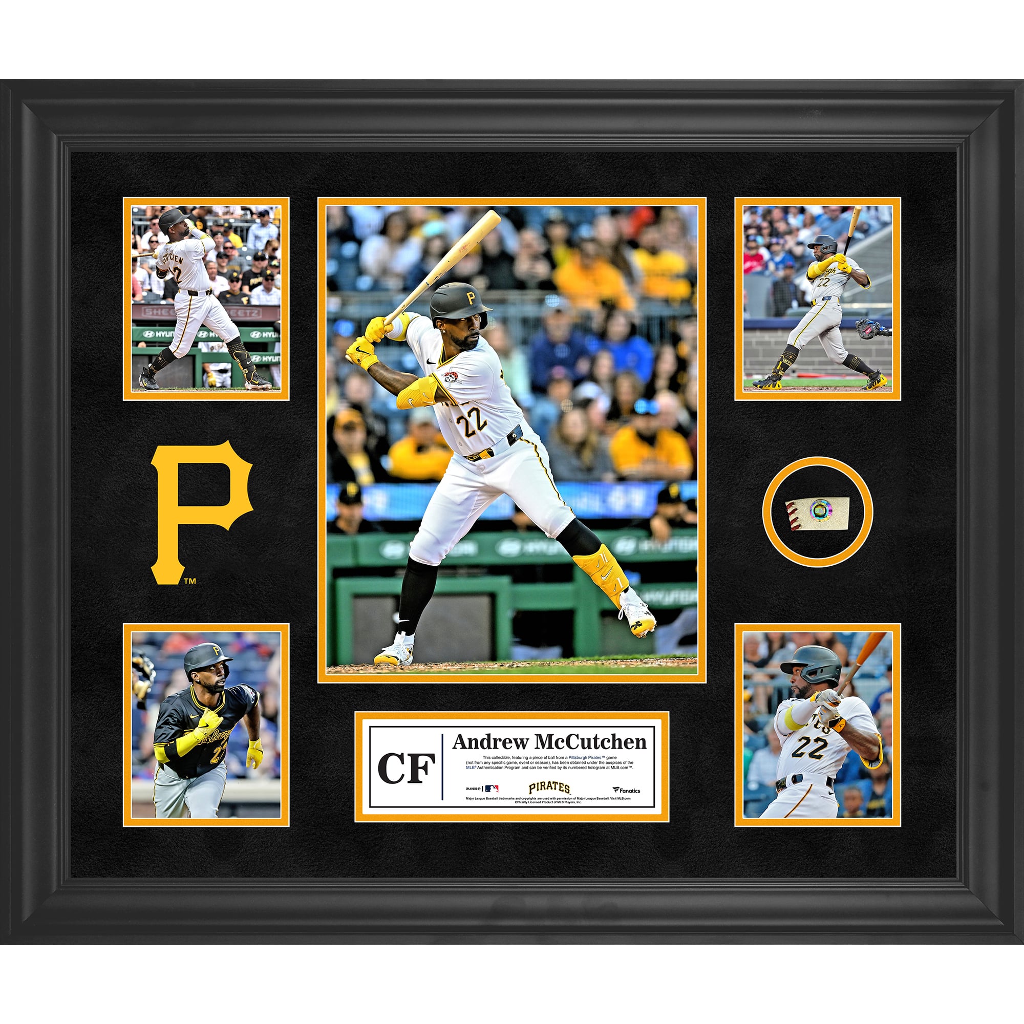 Andrew McCutchen Pittsburgh Pirates gerahmte 5-Foto-Collage mit einem Stück eines Spielballs
